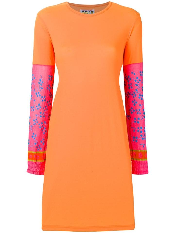 Walter Van Beirendonck Vintage Contrast Printed Sleeved Dress - Orange
