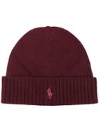Ralph Lauren Knitted Logo Hat - Red