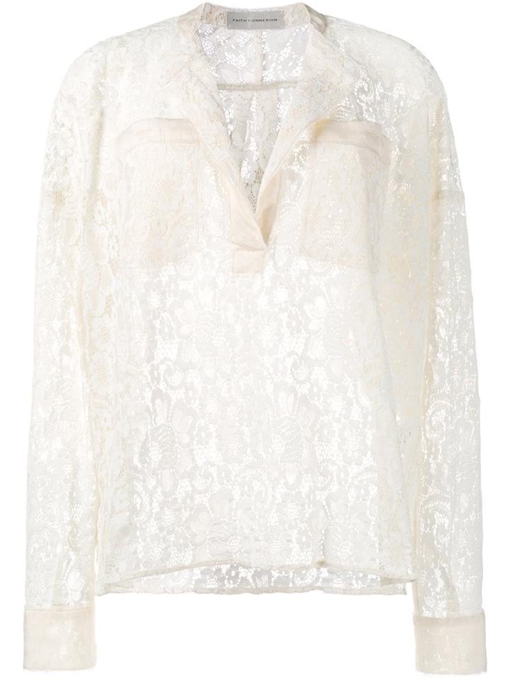 Faith Connexion Floral Lace Blouse, Women's, Size: Xs, Nude/neutrals, Viscose/cotton/polyamide/silk