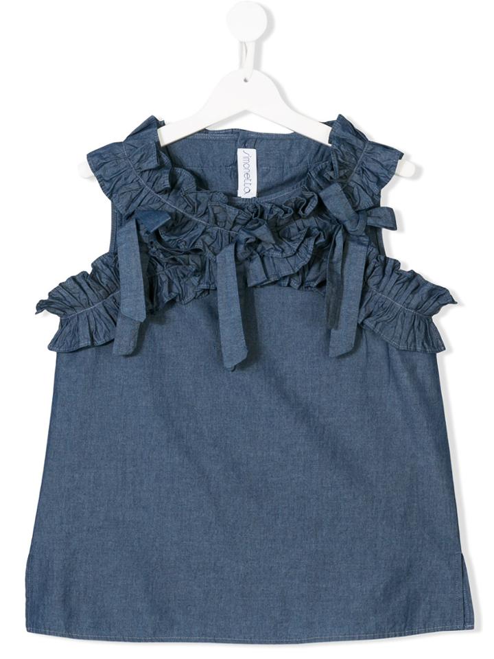 Simonetta Teen Ruffled Cropped Top - Blue