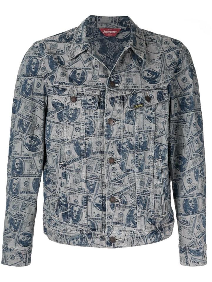 Supreme 100 Dollar Bill Trucker Jacket - Blue