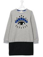 Kenzo Kids Eye Sweatshirt Dress, Girl's, Size: 14 Yrs, Grey