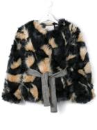 Une Fille Belted Faux Fur Jacket, Girl's, Size: 10 Yrs, Blue