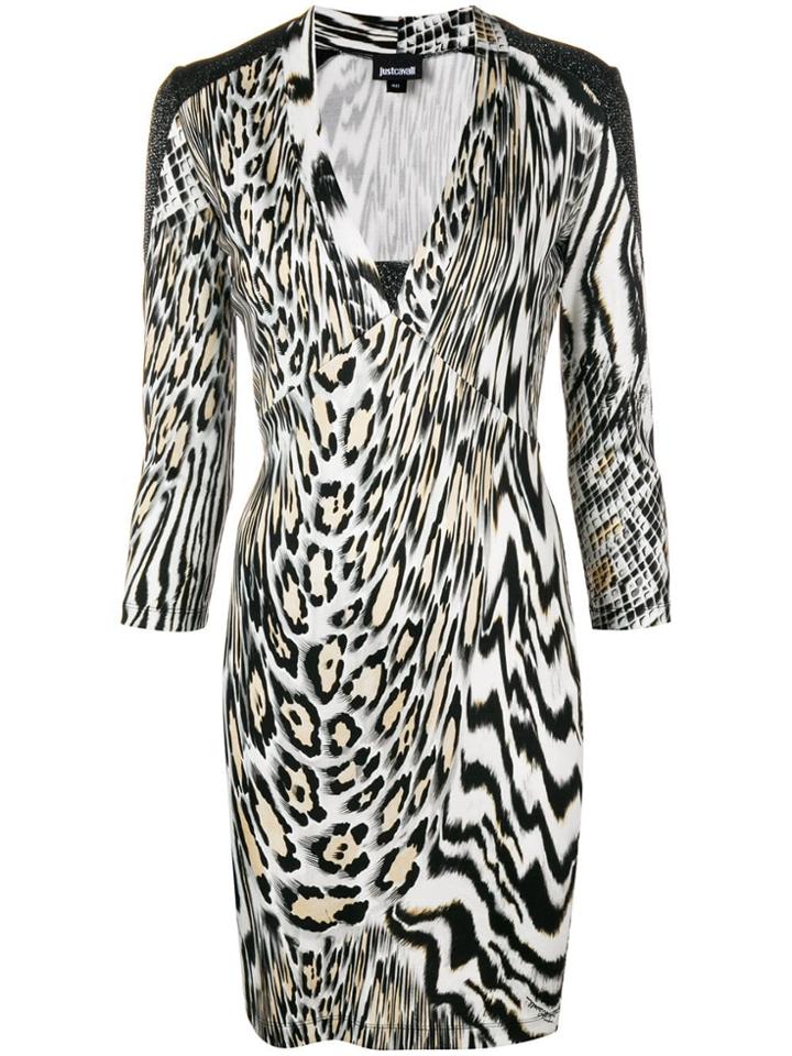 Just Cavalli Animal Print Fitted Dress - Black