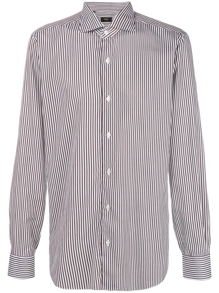 Barba Classic Striped Shirt - Brown