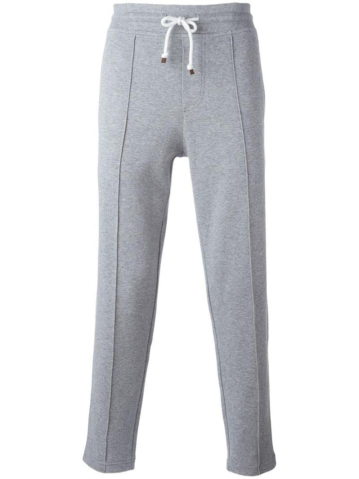 Brunello Cucinelli Drawstring Track Pants, Men's, Size: Large, Grey, Cotton/polyamide