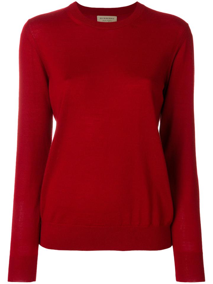 Burberry Check Detail Sweater - Red