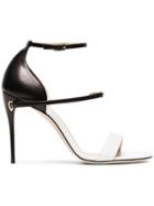Jennifer Chamandi Black And White Rolando 105 Leather Sandals - Black