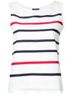 Loveless - Lace Striped Tank - Women - Cotton/lyocell - 36, White, Cotton/lyocell