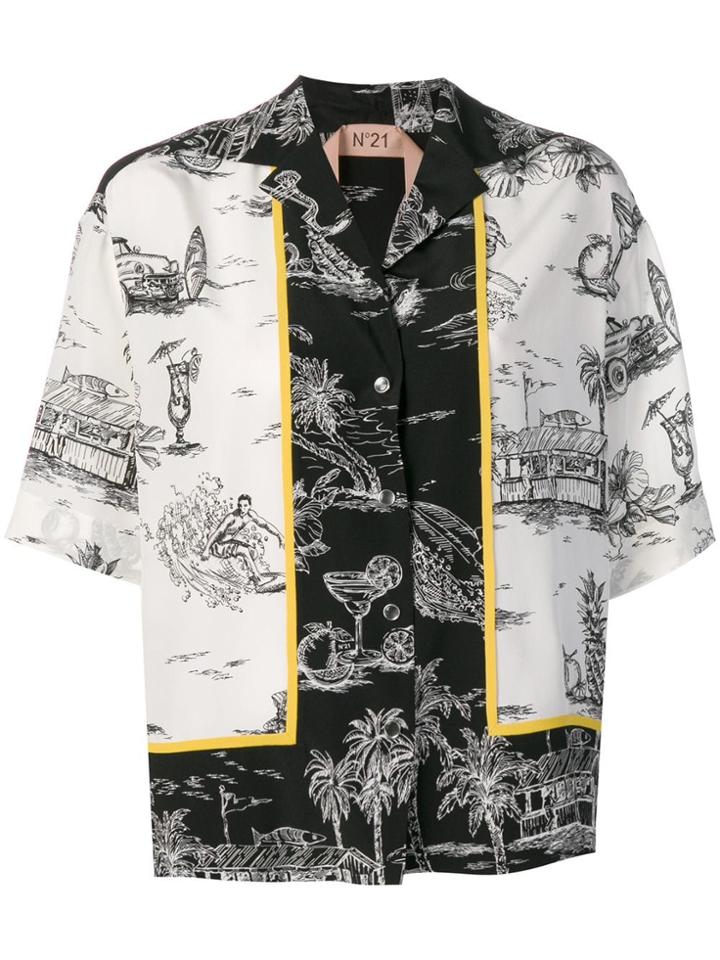 No21 Beach Drawing-prints Shirt - Black