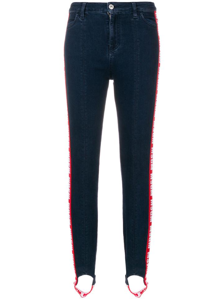 Msgm Stretch Denim Stirrup Jeans - Blue
