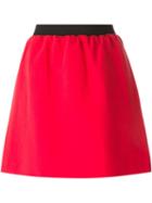 Hache Contrast Waistband A-line Skirt, Women's, Size: 42, Red, Cotton/viscose