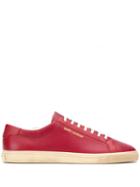 Saint Laurent Andy Perforated Low-top Sneakers - Red