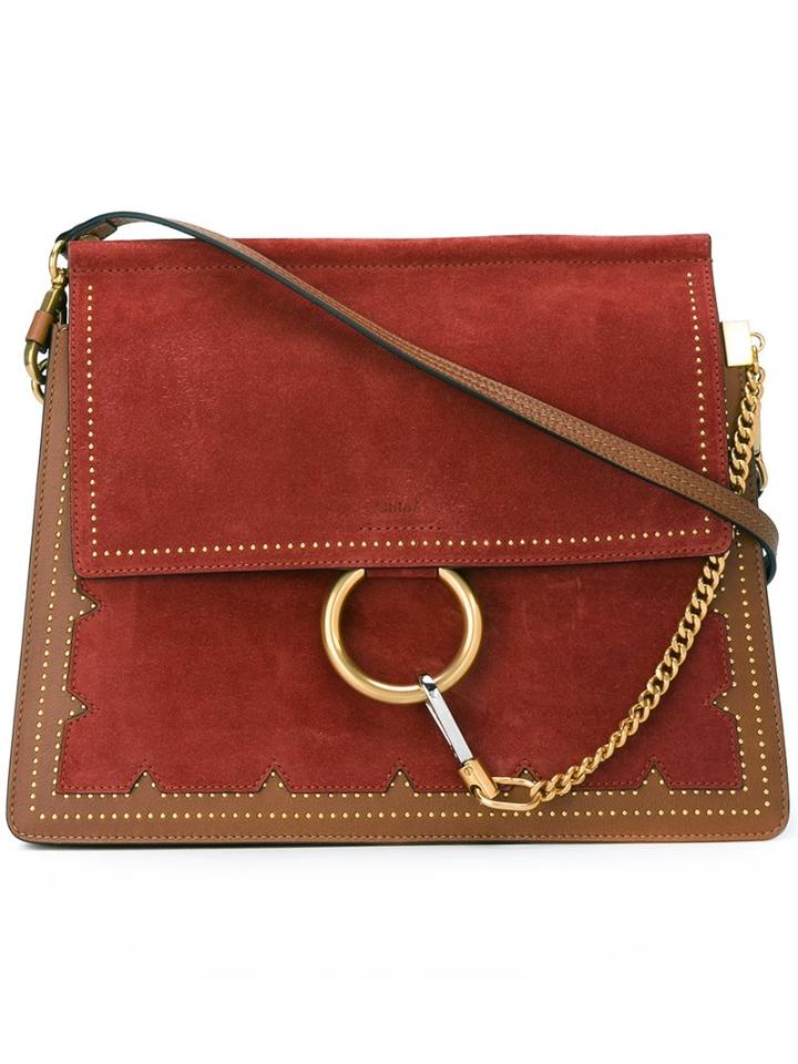 Chloé Studded 'faye' Shoulder Bag, Women's, Red