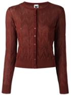 M Missoni Chevron-knit Cardigan, Women's, Size: 42, Red, Cotton/viscose