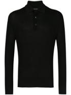Tom Ford Waffle Knit Polo Shirt - Black