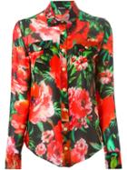 Balmain Floral Print Shirt, Women's, Size: 36, Red, Silk