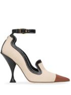 Burberry Cotton Canvas And Leather Point-toe Pumps - Neutrals