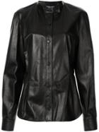 Tom Ford Band Collar Leather Shirt - Black