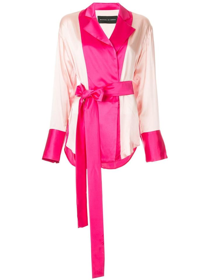 Michael Lo Sordo Colour Block Belted Jacket - Pink
