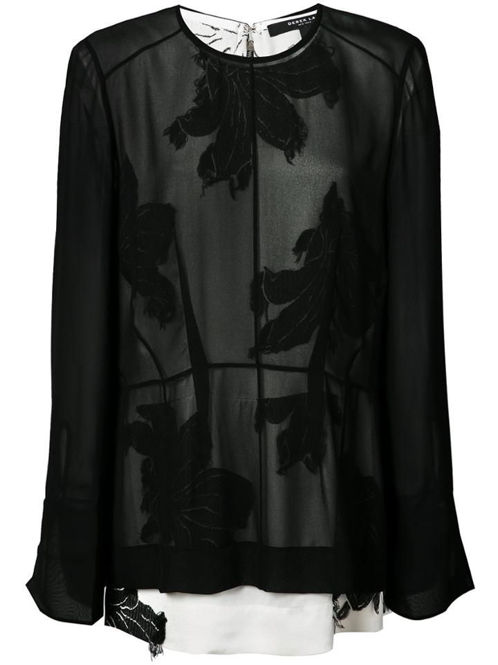 Derek Lam Long Sleeve Double Layer Blouse - Black