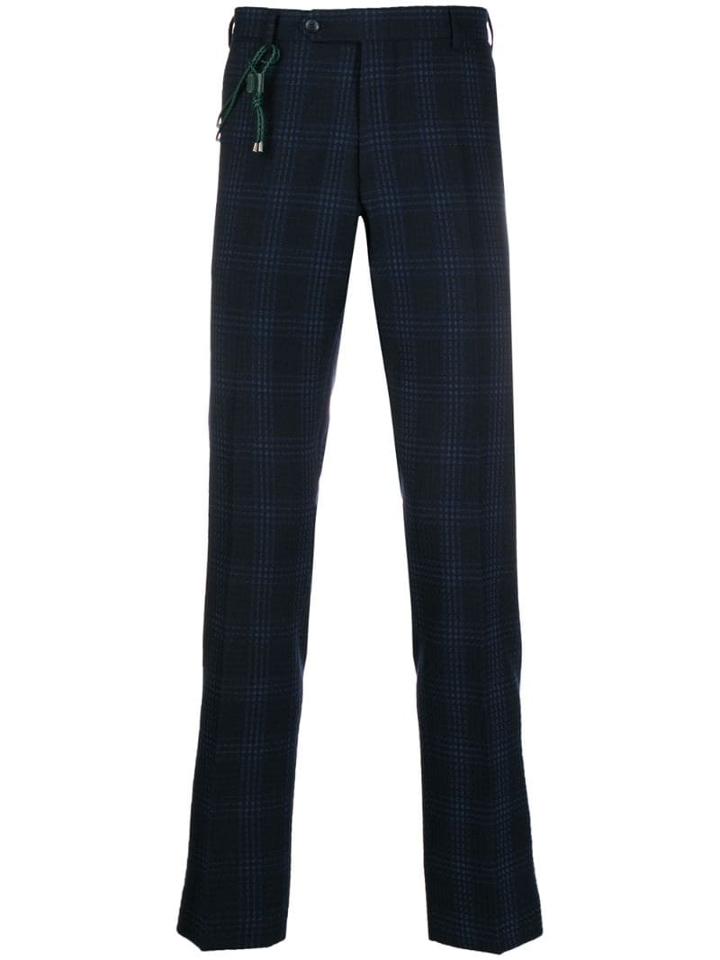 Berwich Cord-detail Checked Trousers - Blue