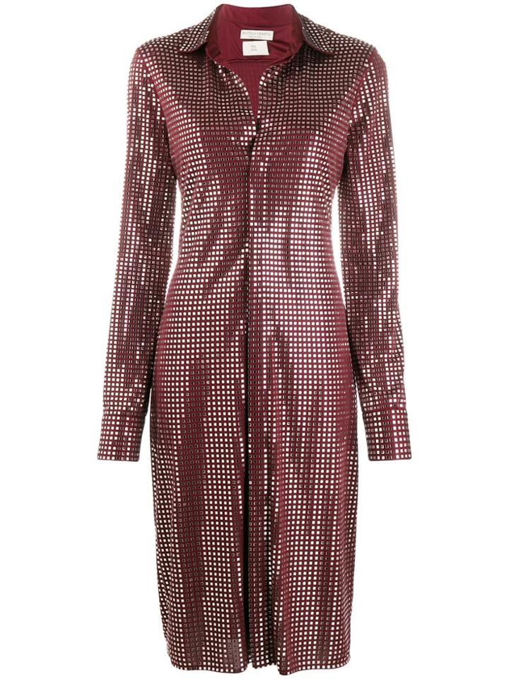 Bottega Veneta Mirror Embellished Button-up Dress - Red
