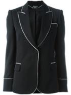 Alexander Mcqueen Piped Trim Blazer, Women's, Size: 42, Black, Polyester/cupro/virgin Wool