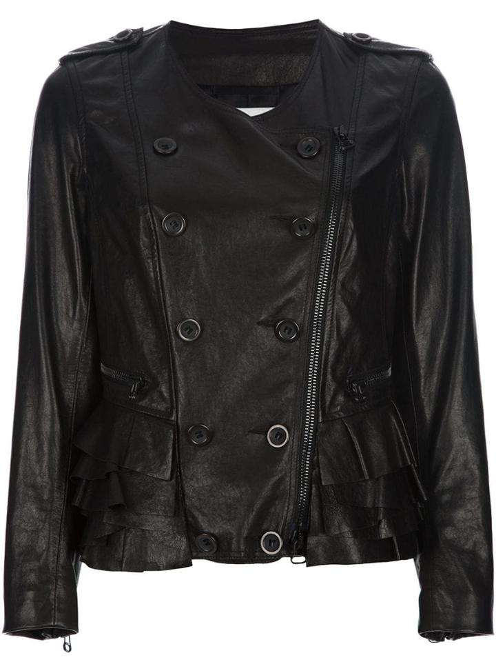 3.1 Phillip Lim Button Detail Leather Jacket - Black