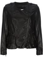 3.1 Phillip Lim Button Detail Leather Jacket - Black