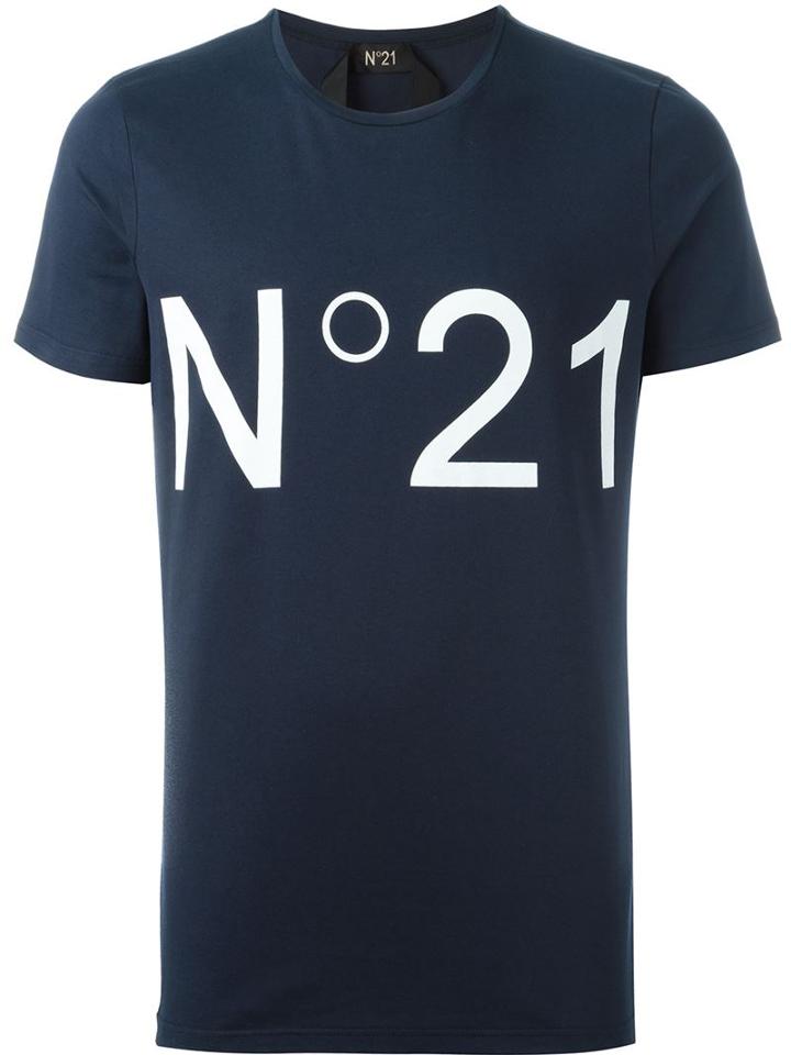 No21 Logo Print T-shirt, Men's, Size: S, Blue, Cotton