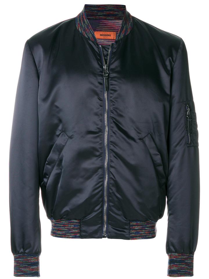 Missoni Colourful Hem Bomber Jacket - Blue