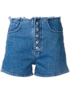 7 For All Mankind Frayed Waist Denim Shorts - Blue