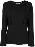 Vince Tassel Detail Blouse, Women's, Size: Small, Black, Viscose/wool/spandex/elastane