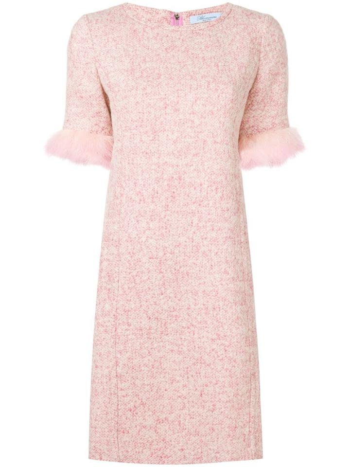 Blumarine Feather Sleeved Dress - Pink & Purple