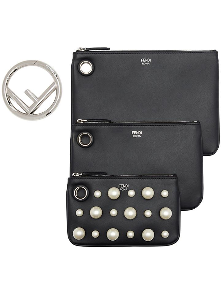 Fendi Triplette Pearl Embellished Bag - Black