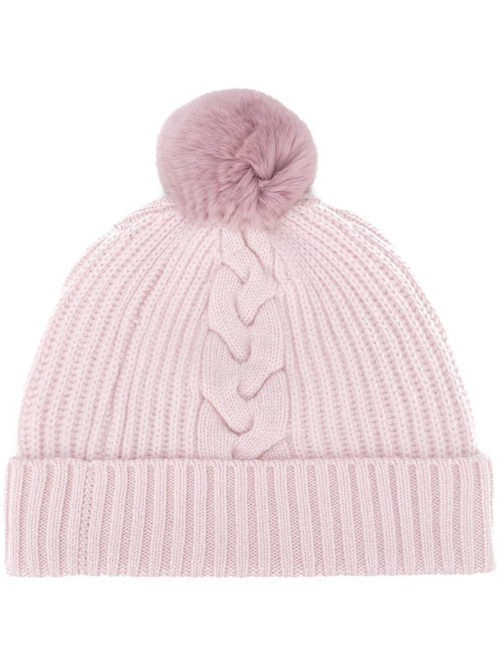 N.peal Fur Bobble Hat, Women's, Pink/purple, Rabbit Fur/cashmere