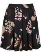 Moschino Pleated Floral Skirt - Black