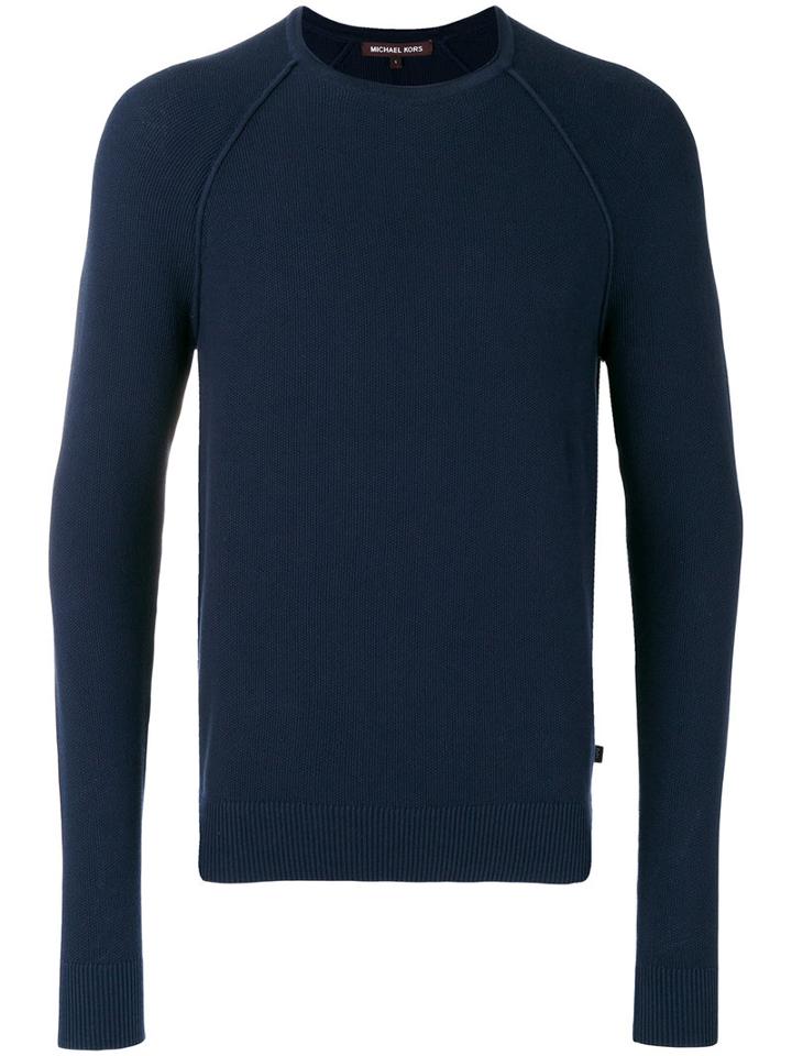 Michael Kors Ribbed Trim Sweatshirt, Men's, Size: Small, Blue, Cotton