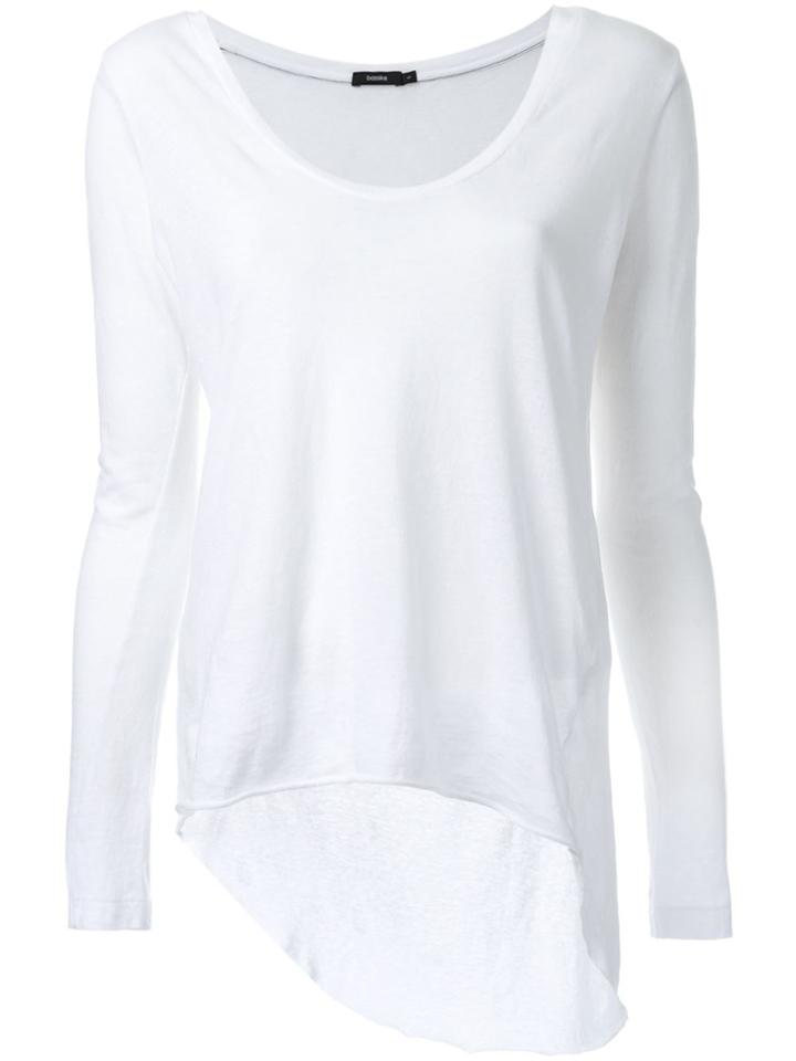 Bassike Scoop V-neck Long Sleeve T-shirt With Tail - White