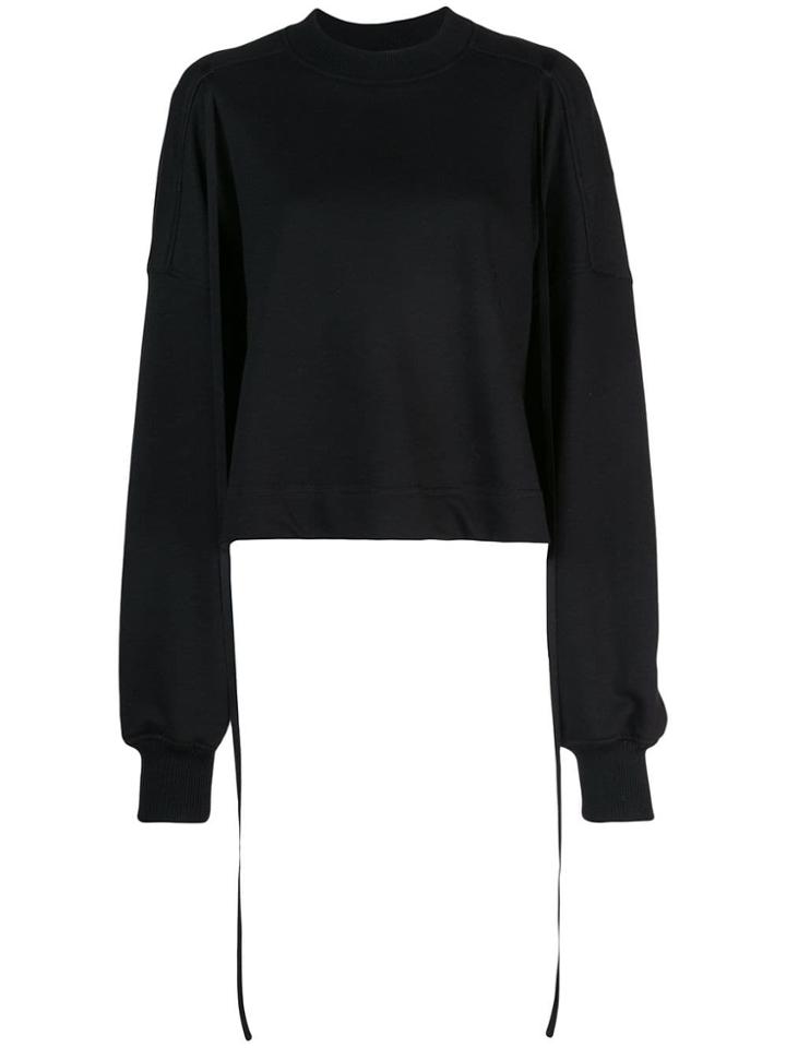 Vera Wang Cropped Patch Embroidery Sweatshirt - Black