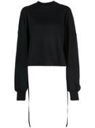 Vera Wang Cropped Patch Embroidery Sweatshirt - Black