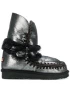 Mou Belt & Crystal Buckle Eskimo Boots - Metallic
