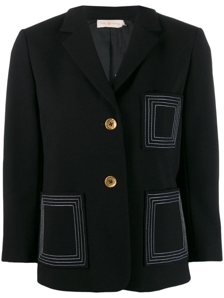 Tory Burch Contrast Stitch Blazer - Black