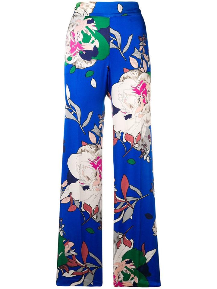 Twin-set Floral Print Trousers - Blue