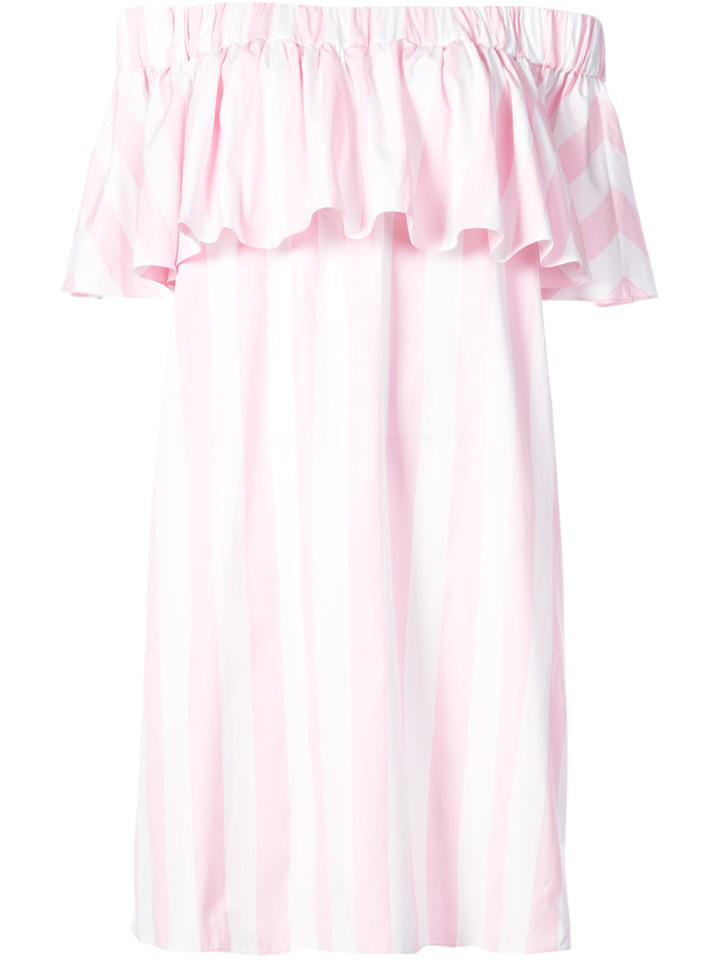Maison Rabih Kayrouz Striped Off The Shoulder Dress - Pink & Purple