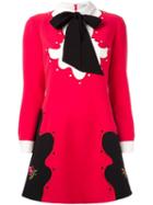 Vivetta Pussybow Collared Shift Dress, Women's, Size: 40, Red, Polyamide/polyester/spandex/elastane/virgin Wool