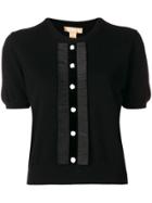 Michael Kors Collection Button Front Knitted Top - Black