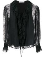 Chloé Ruffled Polka Dot Blouse - Black