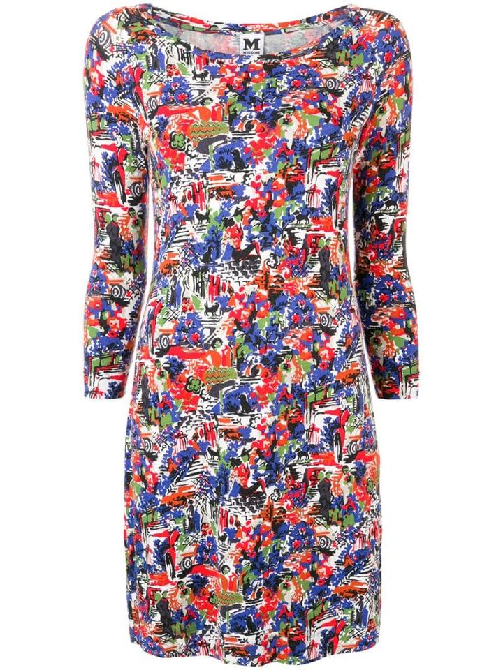 Missoni Pre-owned 1990's Abstract Print Fitted Dress - Blue